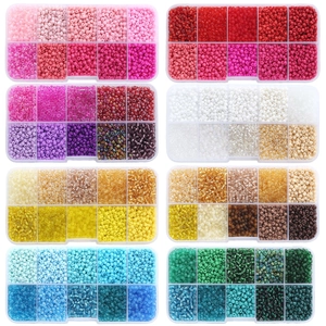 80 colori di perline di vetro 3mm in scatole a 10 scomparti per creazione gioielli