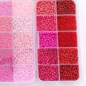 Kit di perline rosa e rosse fai-da-te in 18 scomparti per creazione di gioielli
