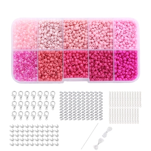 Kit di Perline di Vetro Galvanizzato Fai da te Perline Sfumate Rosa Con Scatola in Plastica Multivani Accessori in Lega