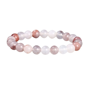 Bracciale di perle tonde in pietra zebra cristallo calcedonio agata 6mm su sfondo bianco