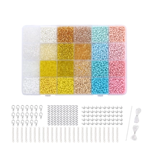 Bastelset für Schmuck mit 24 Farben Perlen, Metallzubehör und elastischen Bändern für DIY