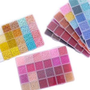 24 Farben 3mm Glasperlen Set in Aufbewahrungsboxen für DIY Schmuckherstellung