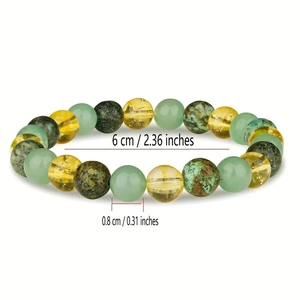 8mm Citrien en Groene Aventurijn kralenarmband met natuursteen op een witte achtergrond