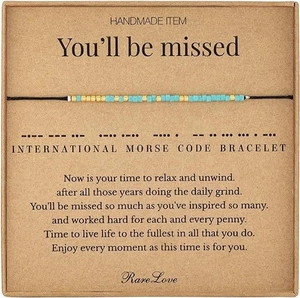 Handmade Morse Code Bracelet Natural Stone Alloy Beads Woven Adjustable Jewelry For Sister Nursing Gift Friendship Bracelet