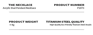 Specifications for the red acrylic oval pendant necklace made of eco-friendly titanium steel