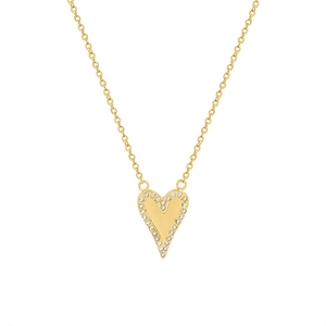 Französische goldene Herz-Halskette mit Zirkonia-Inlay und minimalistischer Stahlkette