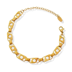 Bracelet élégant en or 18 carats avec maillons de fleurs évidés et fermoir mousqueton