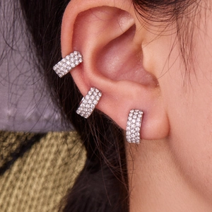 Vintage Silberohrringe mit Zirkonia-Einlage im geometrischen Riesenrad-Design für Damen