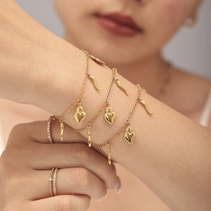 Stainless Steel Sacred Heart Cornicello Jewelry Collection For Women Gold Silver Plated Natural Stone Necklace Bracelet
