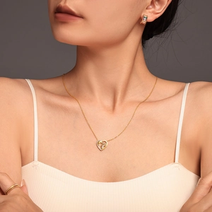 Collier Bracelet Pendentif Cœur Lune Soleil Céleste En Acier Inoxydable Zircon Bijoux Mode Pour Femmes