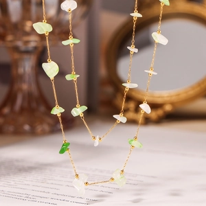 Parure De Bijoux En Acier Inoxydable Avec Pierres Naturelles Pour Femmes Collier Et Bracelet Élégants Style Français Mode INS