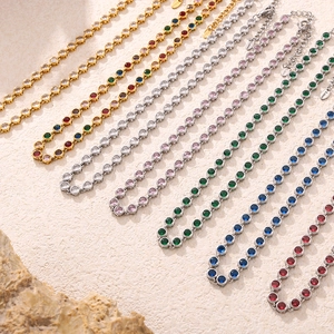 Colorful zircon tennis bracelets and necklaces in gold and silver stainless steel