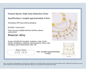 Detailed close-up of 8-9cm gold-plated star and moon charms jewelry chain with zircon