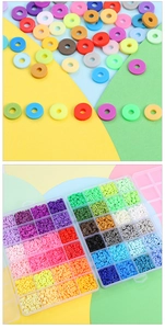 Détails du coffret de 24 compartiments remplis de perles en pâte polymère colorées DIY
