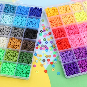Coffret de 24 compartiments de perles Heishi multicolores en argile pour bijoux DIY