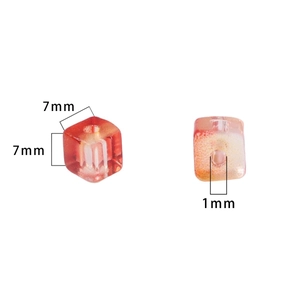 Orange gradient 7mm square crystal sugar beads for DIY jewelry making with 1mm hole