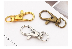 Fermoires mousquetons rotatifs en alliage or, argent et bronze pour porte-clés DIY