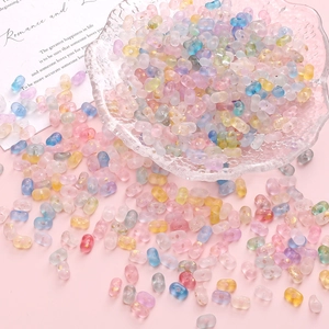 Colorful frosted acrylic peanut beads with gold foil for DIY jewelry making and crafts