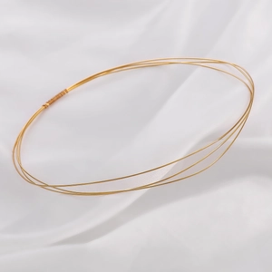 Detail of 18K gold-plated three-layer metal neck collar with wire wrapping craftsmanship