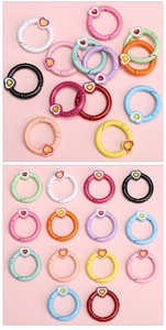 Porte-clés colorés en alliage avec cœurs bicolores pour la création de bijoux DIY