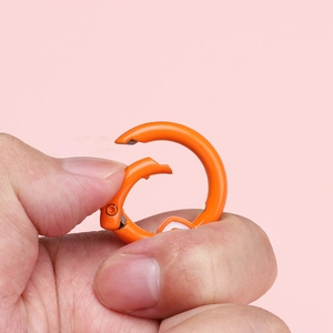 Boucle ronde orange en alliage avec ressort pour porte-clés et bijoux DIY