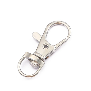 DIY silver metal lobster clasp with D-ring swivel for keychain and bag accessory