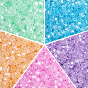 Iridescent Faceted Glass Loose Beads Bicone Shape Rhombus Pattern DIY Handmade Bracelet Necklace Jewelry Accessories