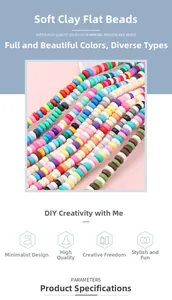 Macro view of multi-color matte polymer clay heishi beads for DIY jewelry making