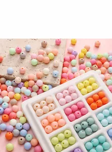 Macro shot of 8/10mm colorful matte acrylic round beads for DIY bracelet making