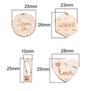 Minimalist wooden geometric pendants with engraved inspirational words for DIY jewelry making