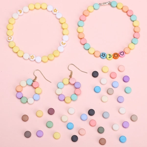 Acrylic pastel beads jewelry set with moon star heart patterns for DIY bracelets
