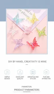 Macro shot of 25mm colorful iridescent acrylic butterfly charms for DIY jewelry making