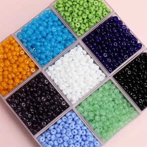 9-compartment storage box with 6x3mm colorful glass wheel beads for DIY jewelry making