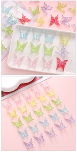 Macro shot of 25mm translucent colorful resin butterflies for DIY jewelry making