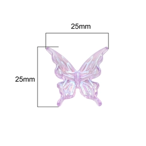 25mm iridescent purple butterfly resin charm with 3D wings for DIY jewelry crafting