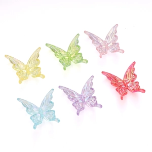 25mm iridescent 3D butterfly resin charms for DIY jewelry making in six vibrant colors