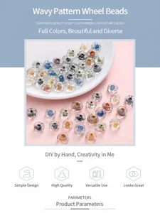 Macro view of 12x7mm water ripple frosted glass spacer beads for DIY jewelry making