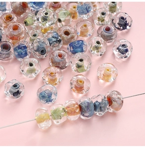 Macro shot of 12x7mm colorful wave pattern glass beads for DIY jewelry making