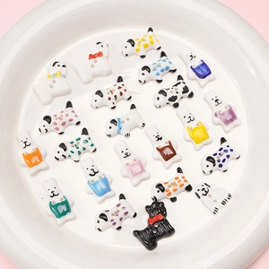 Cute Cartoon Dog Rabbit Ceramic Beads For DIY Jewelry Making Bracelet Necklace Handmade Baroque Craft Beads Accessories