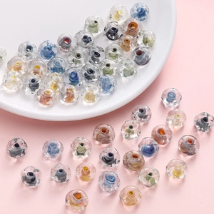 12x7mm rippled lampwork glass wheel beads in mixed colors for DIY jewelry making