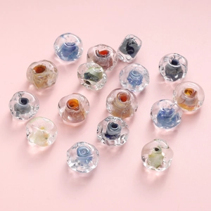 Colorful 12x7mm lampwork glass beads with water ripple patterns for DIY jewelry making