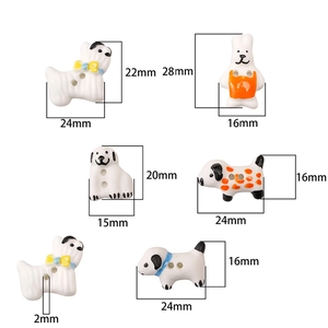 Baroque hand-painted ceramic dog and rabbit beads for DIY jewelry making with dimensions