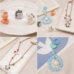 Cute flocked animal charms and beaded accessory components for DIY jewelry making