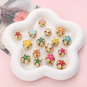 Colorful floral cloisonné bell charms for DIY jewelry making and handmade accessories