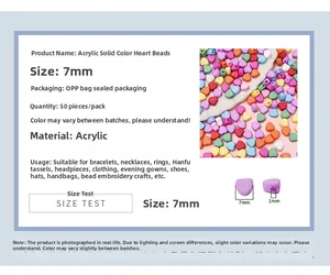 7mm solid acrylic heart beads with 1mm hole for DIY jewelry and crafts making