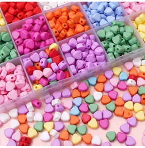 7mm heart acrylic beads in macaroon colors with sorting box for DIY jewelry making