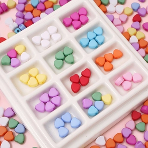 7mm Acrylic Heart Beads For DIY Jewelry Making Matte Solid Color Macaron Heart Spacer Beads For Bracelet Necklace Accessories