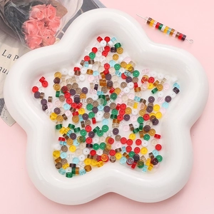 DIY craft kit with 2x4mm colorful rondelle glass beads in a star tray for jewelry making