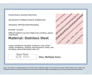 Detailed view of various stainless steel chain styles for DIY jewelry making and crafts