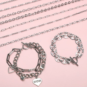 Collares de acero inoxidable y pulseras con dijes de corazón y cierre de palanca OT